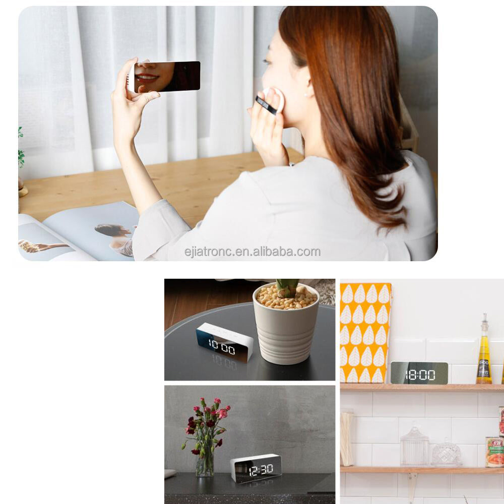 USB Cable Battery Operate Digital LED Mirror Alarm Clock Electronic