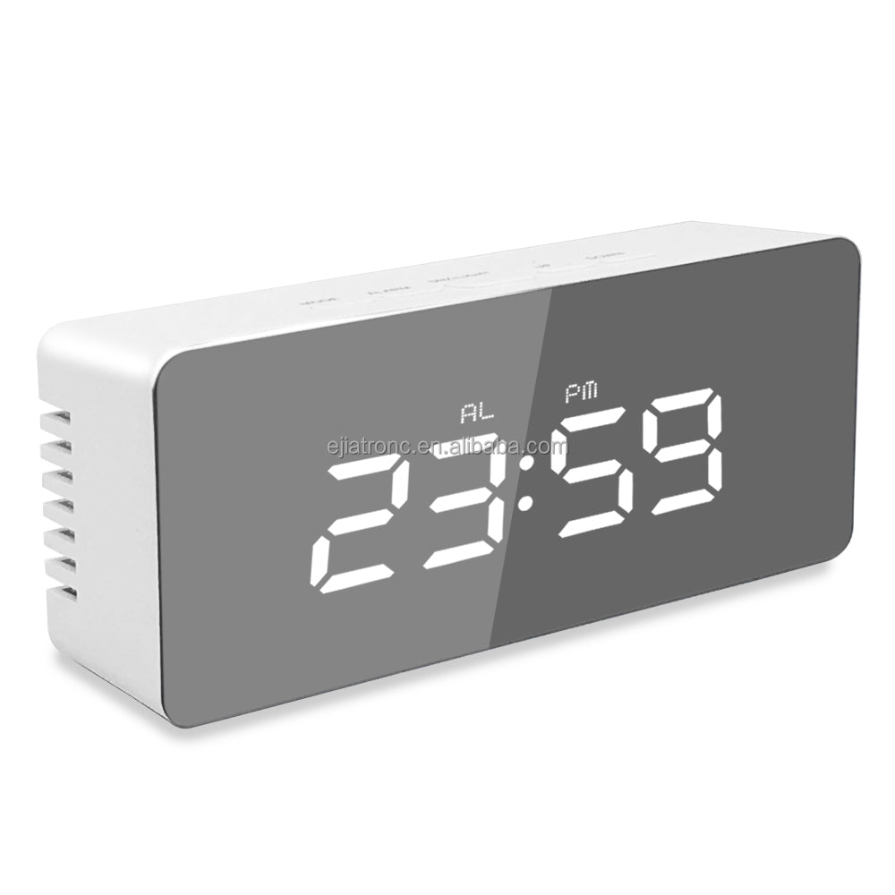 USB Cable Battery Operate Digital LED Mirror Alarm Clock Electronic
