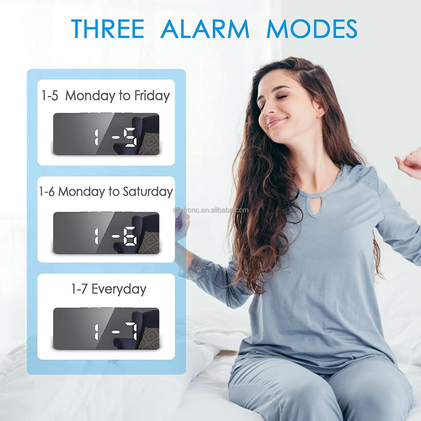 USB Cable Battery Operate Digital LED Mirror Alarm Clock Electronic