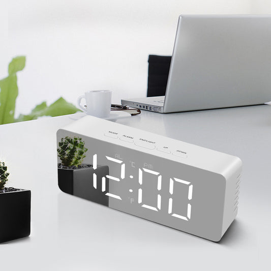 USB Cable Battery Operate Digital LED Mirror Alarm Clock Electronic