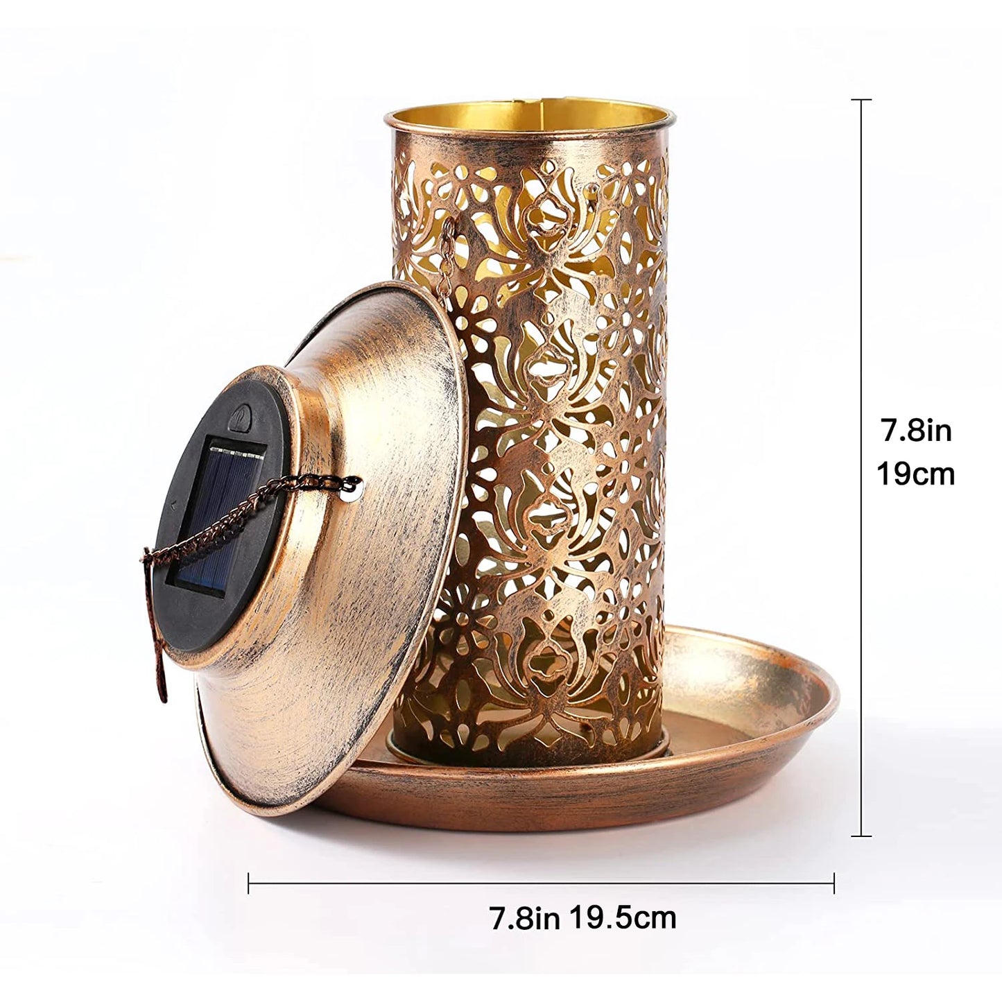 Solar Bird Feeder Metal Outdoors Hanging Bird House With Light